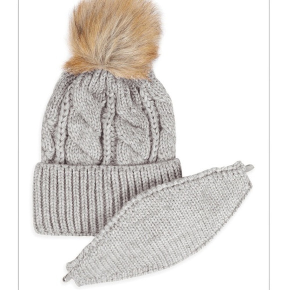 🆕Grey knitted beanie w/detachable face warmer